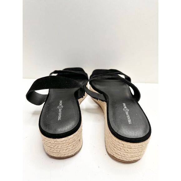 Treasure & Bond Sandals Size 8.5 Suede Upper Black Platform Espadrille Open Toe - Picture 6 of 9